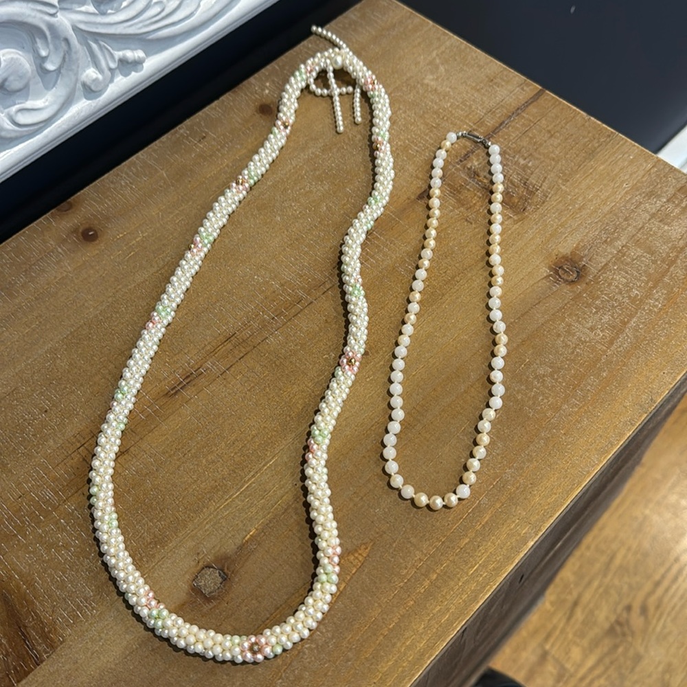 Vintage Pearl Beaded Costume Jewelry Necklaces